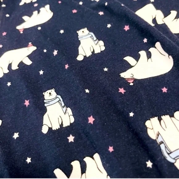 Jenni Polar Bear Print Pajama Bottoms Loungewear Pants Blue White Size S - Picture 3 of 8